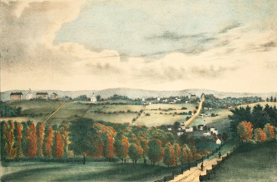 1896-Orra White Hitchcock - Paesaggio autunnale, una vista panoramica di Amherst